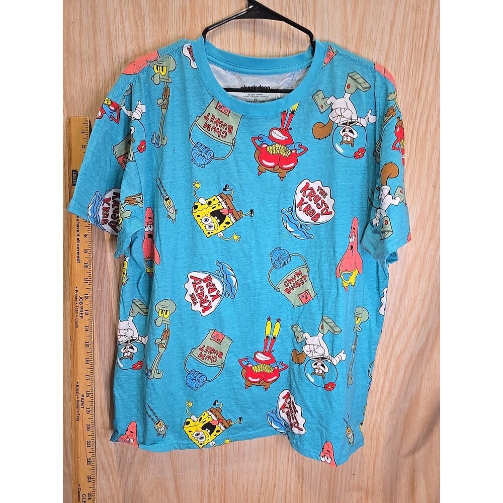Nickelodeon SpongeBob T-Shirt Size XL Unisex BLUE Mr. Krabs Patrick Squidward